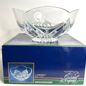 Cristal d'Arques Ancona Crystal Bowl 9.5" Elegant Serving Dish France New Gift